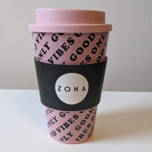 NWT Zona Pink and Black Good Vibes Travel Cup